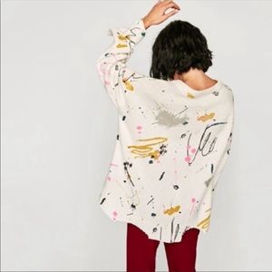 Zara paint splatter knit sweater